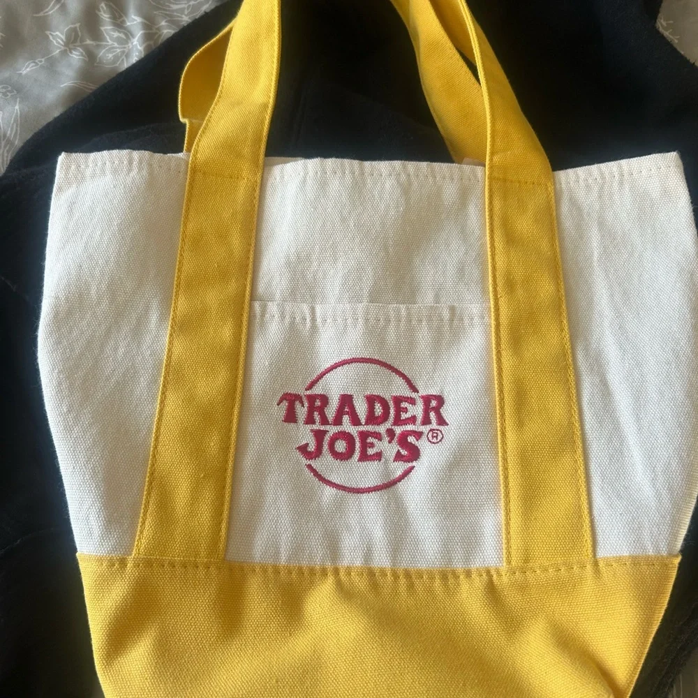 Trader Joe's Yellow and White Garment Bag